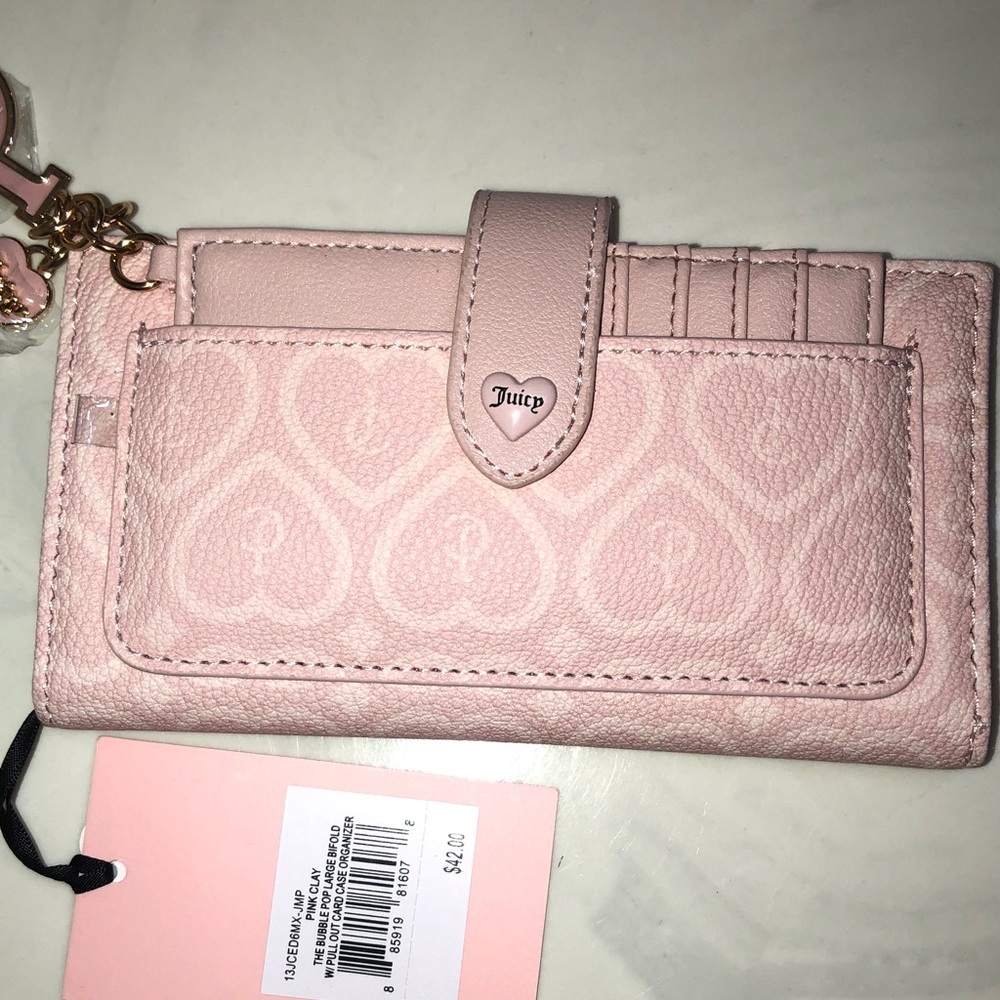 Juicy Couture Pink Clay The Bubble Pop Large Bifold + Pullout Card Case NWT - Picture 5 of 16
